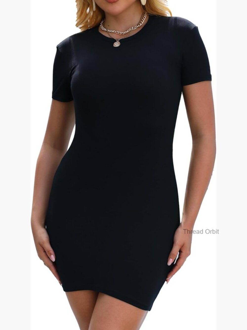 Bodycon Mini T Shirt Dress Crewneck Short Sleeve